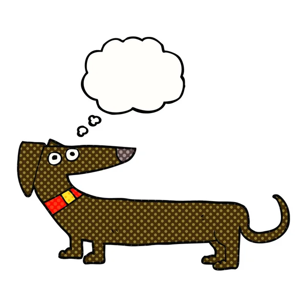 思考バブル漫画ソーセージ犬 — ストックベクタ
