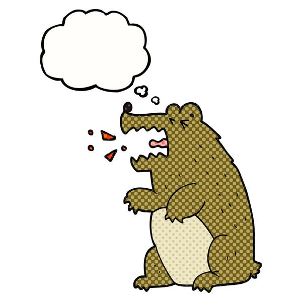 विचार बुलबुला कार्टून भालू — स्टॉक वेक्टर