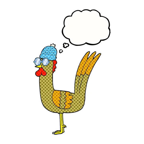 Trodde bubble tecknad kyckling bär förklädnad — Stock vektor