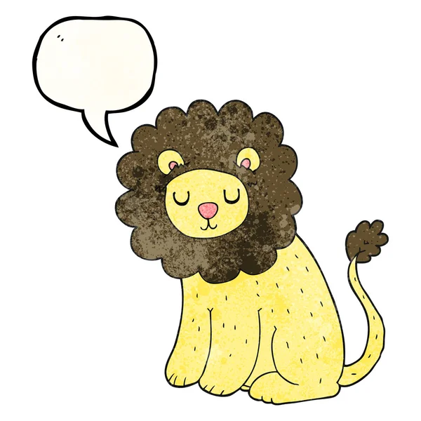 Speech bubble textured cartoon cute lion — Stock Vector