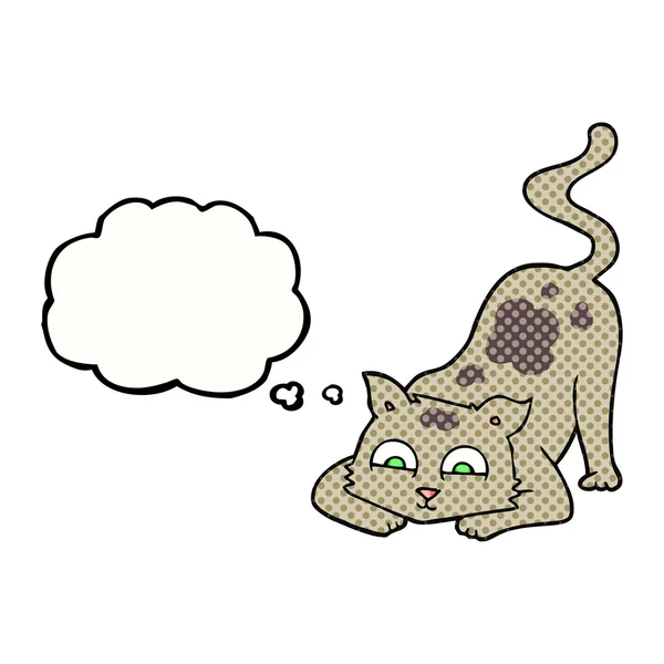 Pensamiento burbuja dibujos animados gato — Vector de stock