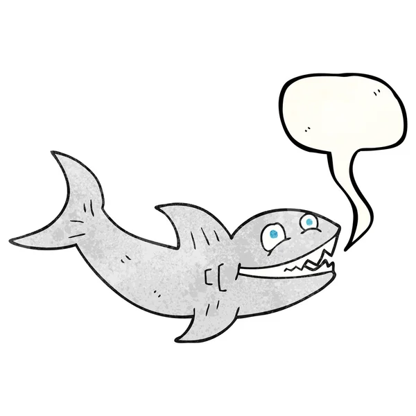 Speech bubble textured cartoon shark — Stock Vector