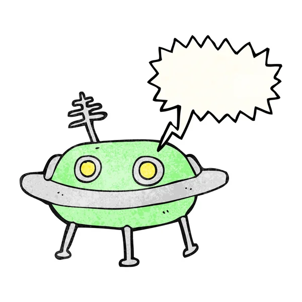 Voz burbuja textura dibujos animados nave espacial alienígena — Vector de stock