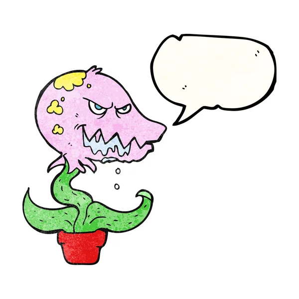 Konuşma balonu karikatür canavar bitki dokulu — Stok Vektör