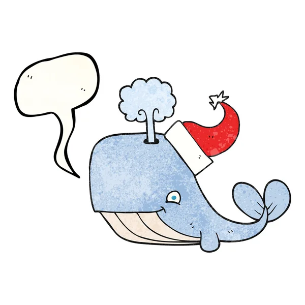 Fala bolha texturizado desenho animado baleia vestindo chapéu de Natal —  Vetores de Stock