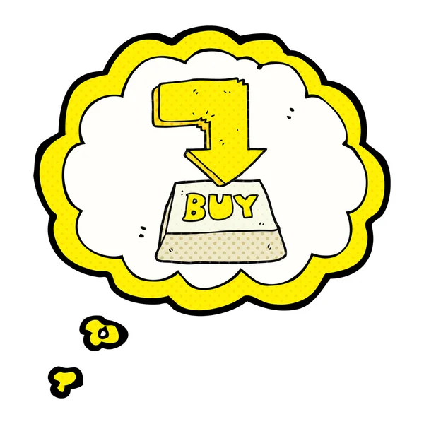 Thought bubble cartoon computer key buy symbol — Stock Vector