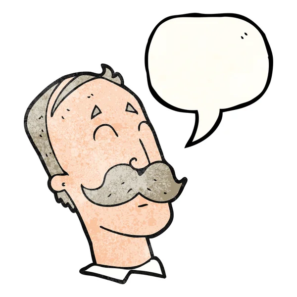 Sprechblase texturierte Karikatur alternder Mann mit Schnurrbart — Stockvektor