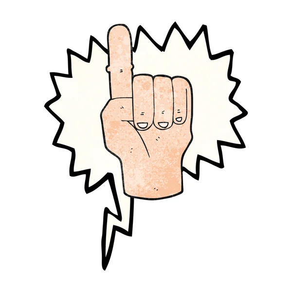 Fala bolha texturizado desenho animado apontando dedo — Vetor de Stock