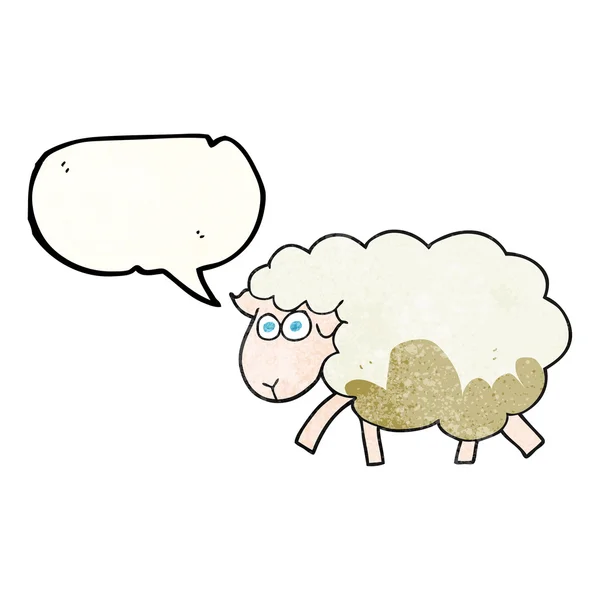 Speech bubble textured cartoon muddy sheep — Stock Vector