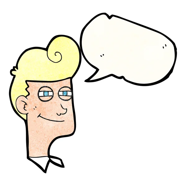 Fala bolha texturizado desenho animado sorrindo homem — Vetor de Stock
