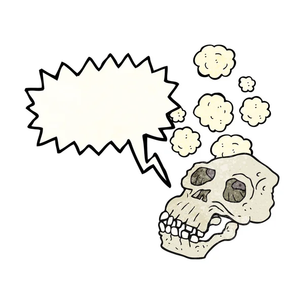 Parole bulle texturé dessin animé ancien crâne — Image vectorielle