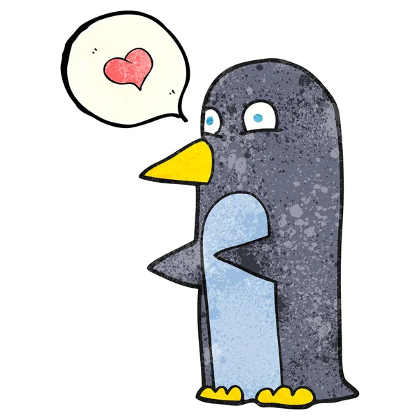 Sprechblase texturierter Cartoon-Pinguin — Stockvektor