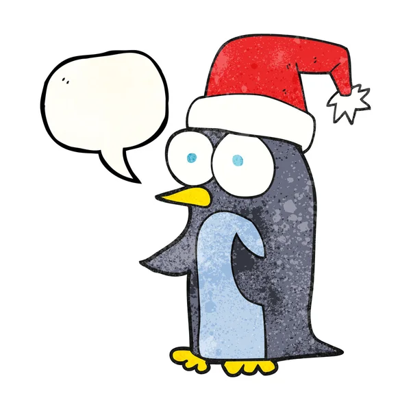 konuşma balonu dokulu karikatür Noel penguen