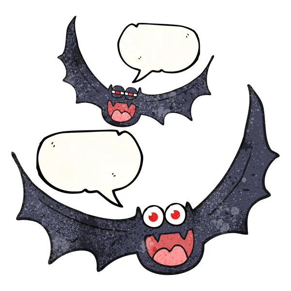 Parole bulle texturé dessin animé halloween chauves-souris — Image vectorielle