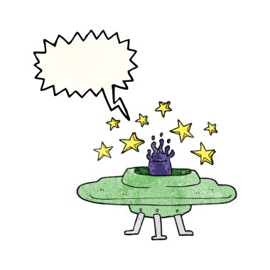 konuşma balonu dokulu karikatür uçan daire