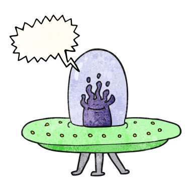 konuşma balonu dokulu karikatür uçan daire