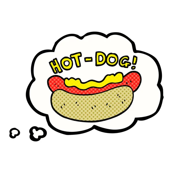 Pensamiento burbuja dibujos animados hotdog — Archivo Imágenes Vectoriales