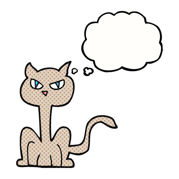 Pensée bulle dessin animé chat en colère — Image vectorielle