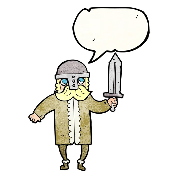 Speech bubble textured cartoon saxon warrior — Stock Vector