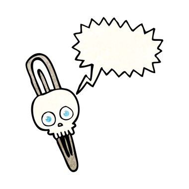 konuşma dokulu kabarcık karikatür kafatası hairclip