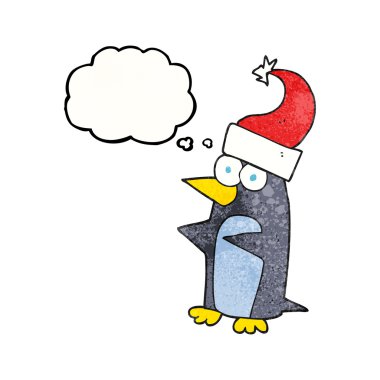 düşünce bubble dokulu karikatür Noel penguen