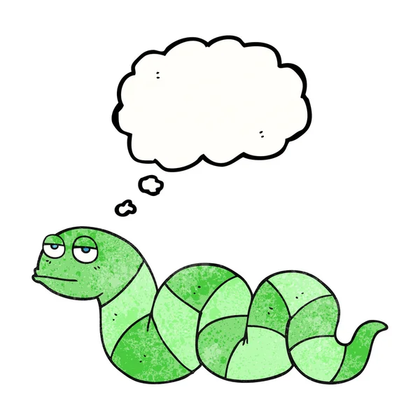 Pensamiento burbuja textura dibujos animados aburrido serpiente — Vector de stock