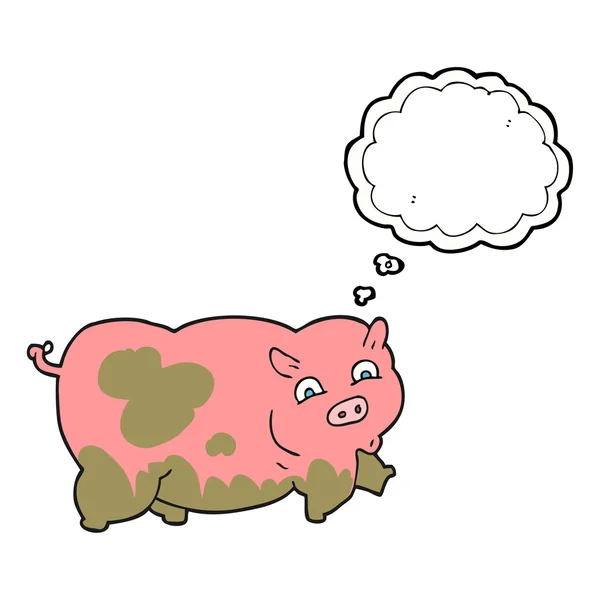 Pensée bulle dessin animé cochon — Image vectorielle