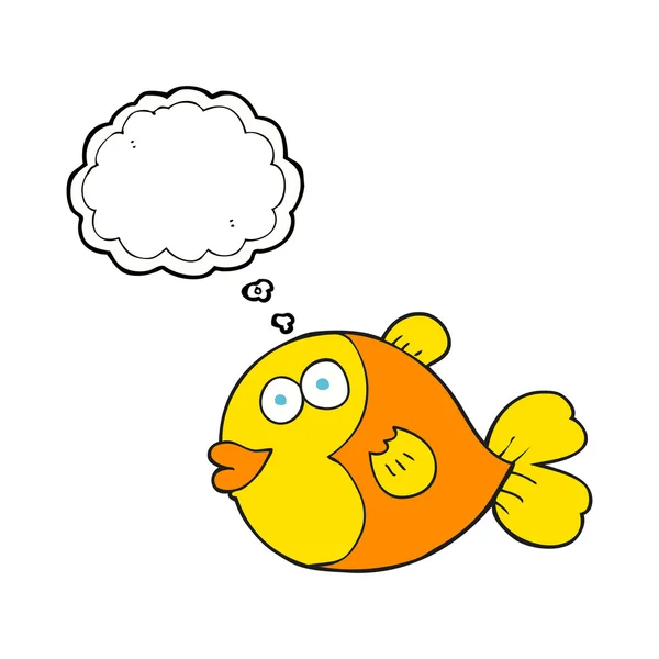Pensiero bolla cartone animato pesce — Vettoriale Stock