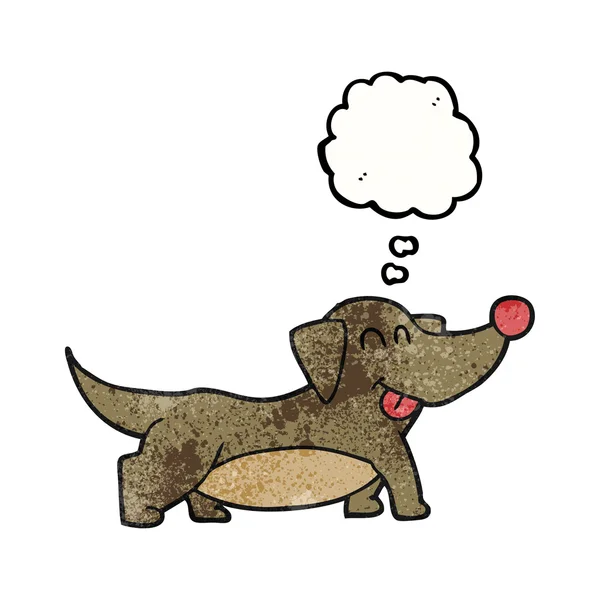 Myšlenka bublina texturou karikatura málo šťastné pes — Stockový vektor