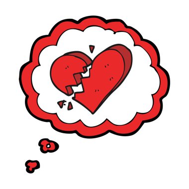 düşünce kabarcık karikatür kırık kalp