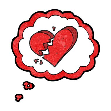 düşünce balonu dokulu karikatür kırık kalp