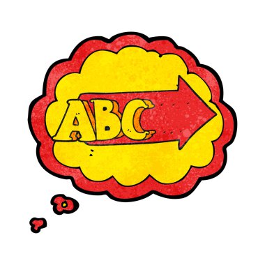 düşünce balonu karikatür Abc sembolü dokulu