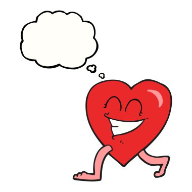 düşünce kabarcık karikatür kalp yürüyüş
