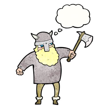 düşünce bubble dokulu karikatür viking savaşçısı