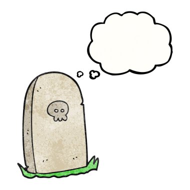 düşünce balonu dokulu karikatür mezar