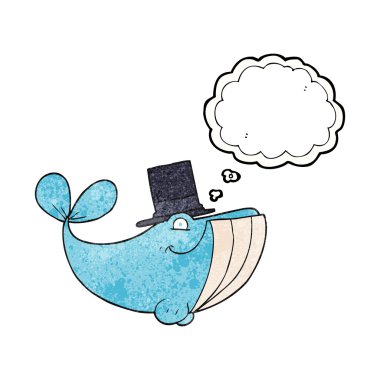 kabarcık dokulu karikatür balina silindir şapka takıyor sanıyordum