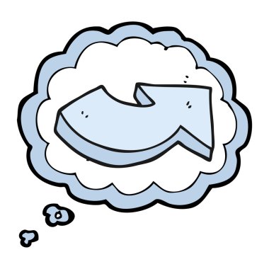 kabarcık karikatür işaret eden ok düşündüm