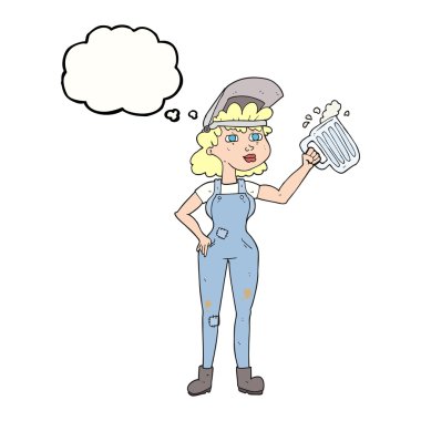 kabarcık karikatür çok çalışkan kadın bira ile sanıyordum 