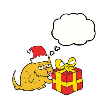 düşünce kabarcık karikatür kedi hediye ile