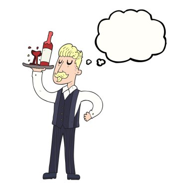 düşünce kabarcık karikatür garson