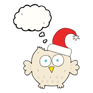 kabarcık karikatür Kukumav giyen Noel şapka sanıyordum