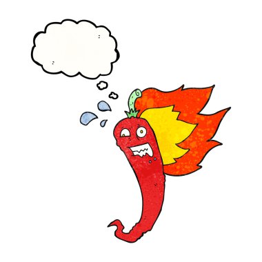 sıcak biber biber düşünce balonu dokulu çizgi film