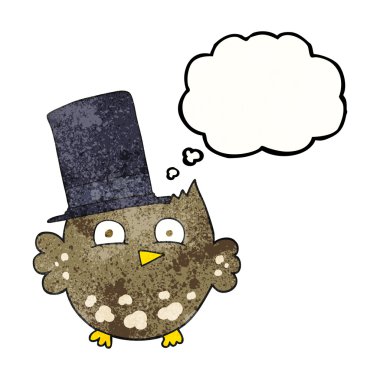 düşünce balonu karikatür Kukumav silindir şapka ile dokulu