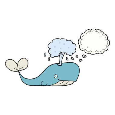 su spouting düşünce kabarcık karikatür balina