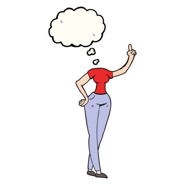 kabarcık karikatür kadın bedeni yükseltilmiş el ile sanıyordum