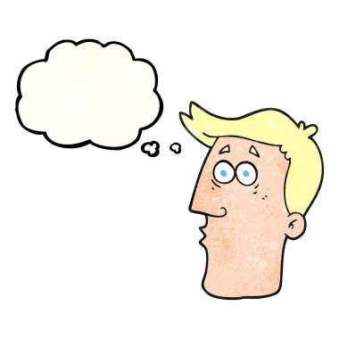 çizgi film erkek yüz düşünce balonu dokulu