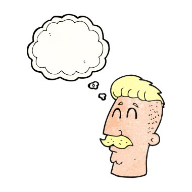 düşünce balonu çizgi film adam hipster saç kesim ile dokulu