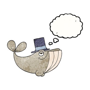 kabarcık dokulu karikatür balina silindir şapka takıyor sanıyordum