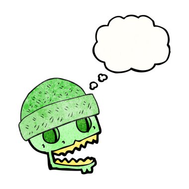 kabarcık dokulu karikatür kafatası şapka takıyor sanıyordum