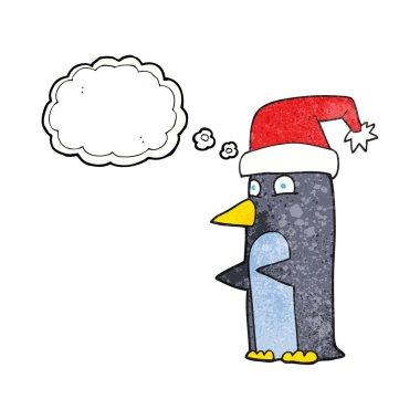 düşünce bubble dokulu karikatür Noel penguen